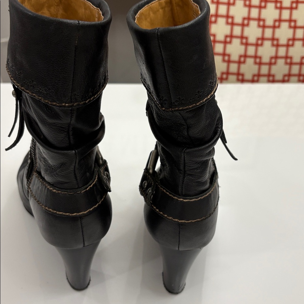 FOSSIL Black Leather BOOTS size 8.5 in boot bag - Picture 5 of 16
